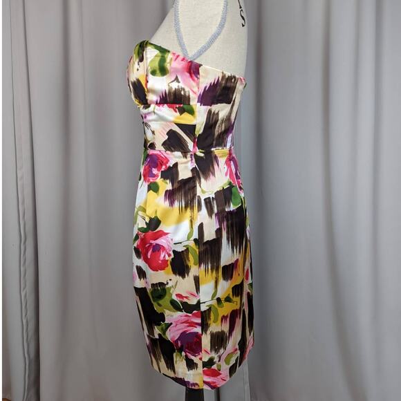Y2K Floral Print Strapless Dress by Single Dress Pink Size Small - Picture 3 of 15